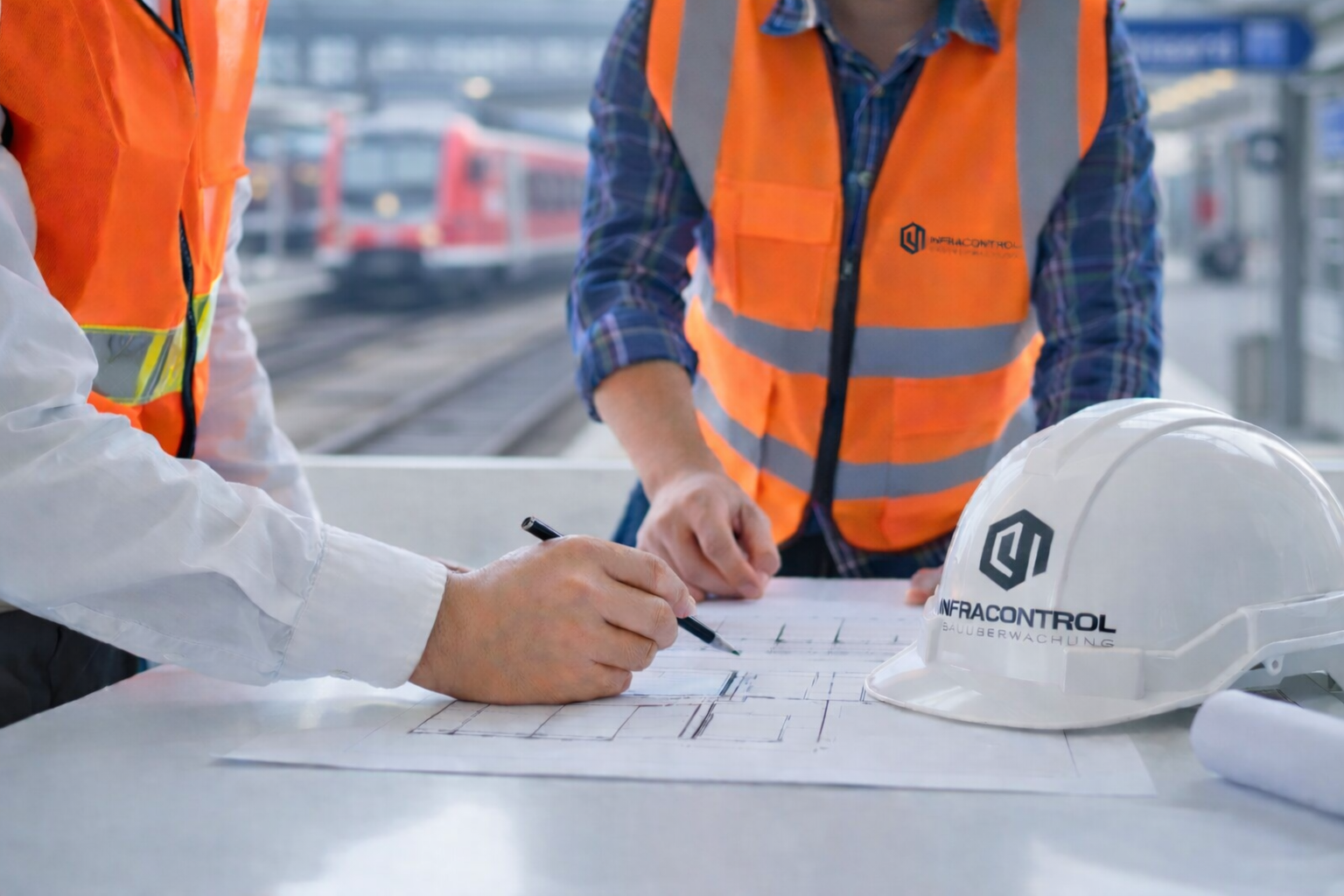 InfraControl bie der Arbeit am Bahnhof